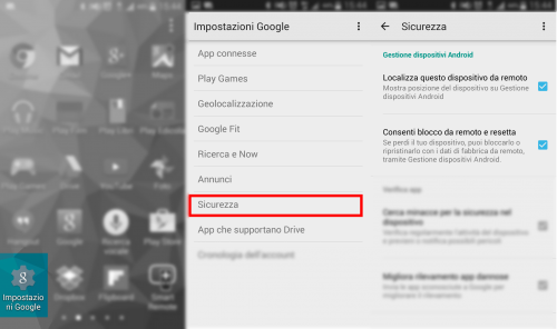 Attivazione Gestione Dispositivi Android